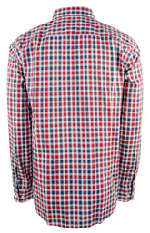 Men's Sharp-Fit Cotton Button Down Shirt-R-XXL Red/Blue